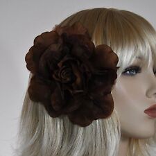 ROSE Stoffblume schoko BRAUN Blume Brosche Ansteckblume Fascinator Haarschmuck