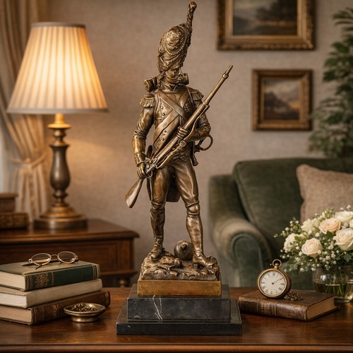 Bronzefigur soldat mit gewehr - mit,