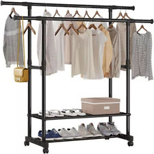 Kleiderständer auf Rollen Garderobenständer Höhenverstellbar Kleiderstange Mobil