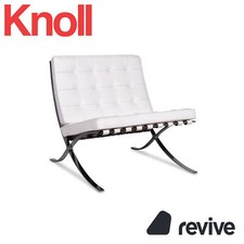 Knoll International Barcelona Chair Leder Sessel Weiß Bauhaus by Ludwig Mies