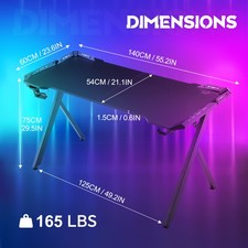 120/140/160cm LED Gaming Tisch