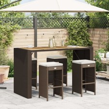 vidaXL Garten-Barhocker mit Kissen 2 Stk. Braun Poly Rattan