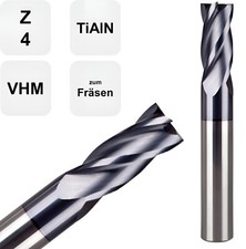 VHM Fräser, Schaftfräser, Bohrnutenfräser Ø 1 bis 16 mm, TiAlN, Z=4, Stahlfräser