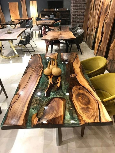 60x30 green epoxy river table - epoxy,