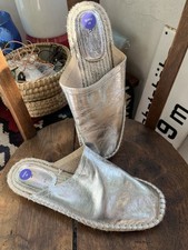 Silberne Leder Mules/Sabots in