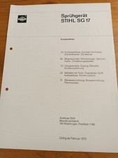 Stihl Motorsäge Sprühgerät sg 17 Ersatzteilliste spare parts list 21