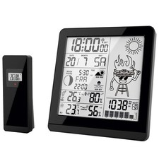 Miraval Funk-Wetterstation "BBQ"  mit Außensensor, Hygrometer & Alarm, Schwarz