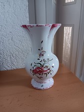 Vase Handbemalt weiß rosa mit Blumen Ton/Keramik Atelier A. Barutta