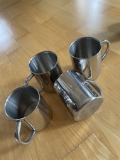 4 x  Metall Tassen Edelstahl