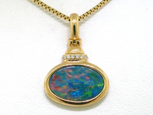 Opal anhänger 585 - opal, gelbgold