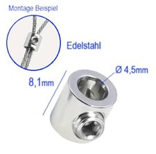 1x Edelstahl Draht Klemme Ø Innen 4,5mm z.B. für Bowdenzug