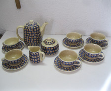 Altes Teeservice Bunzlauer Keramik Pfauenauge Kaffeeservice mit Gebrauchsspuren