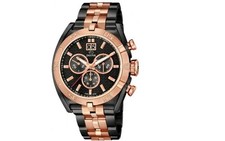 Edle JAGUAR J811/1 Edelstahl-Herren-Armbanduhr, rosé/schwarz mit Geschenkkasten