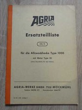 Agria Allzweckhacke Agriette Typ 1000 Ersatzteilliste