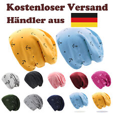 Glamexx24 Mütze Long Klassische Beanie  Unisex Laufmütze mit Anker Muster