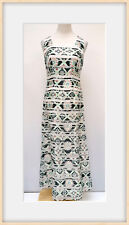 Damen ärmellos Maxi Kleid blau gestreift Größe S 501-1827