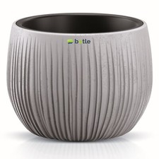 Blumentopf Betonimitation mit Wellendesign + Innentopf 18x13 cm Beton Betonoptik