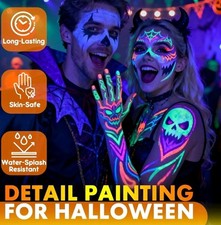nsxsu 10 Halloween Neon Schminke UV Stift, Fluoreszierende Farbe Tattoo Stifte