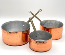 3er Kupferpfannen Set Kupfertöpfe Kupfertopf Kupfer Topf Pfanne - Tournus France