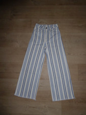 H&M Stretch Jeans Culotte Weites Bein Hoher Bund Gestreift Hippie Gr.34 *NEU* R0