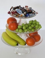 3 Glas Teller mit Fuß