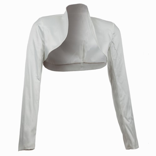 Satin bolero langarm - satin, weiss