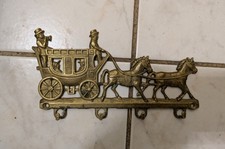Vintage Messing Wandhaken Kutsche Pferde Handtuchhalter Schlüsselhalter Deko