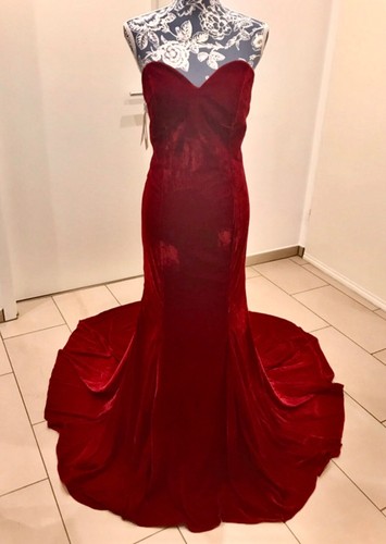 Abendkleid samt dunkelrot - abendkleid,