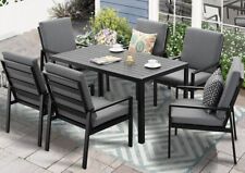 MeXo Gartenmöbel Set Alu Essgruppe Sitzgruppe Gartenset Sitzgarnitur Schwarz