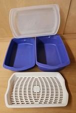 Tupperware, Tupper Schale, Dose, Tupperschale mit Siebeinsatz, weiß-blau/violett