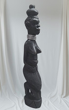 Afrikanische Ebenholz Figur kniende Frau, Vintage, Handarbeit