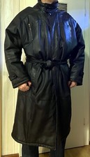 Herren Wintermantel Ledermantel schwarz echt Leder Gr. XL Vintage Monde pelle