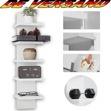 Weißes Wandregal Schmal Matt Bücherregal Wandmontiert mit 5 Trennfächern 