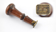 Petschaft Antik Messing 19. Jhd. Insignien "T.H." Siegel Stempel Gotik Schrift