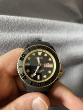 Seiko Herrenuhr Armbanduhr Schwarz Gold, Top Wie Neu 