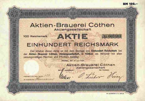 Stock brewery cöthen - stock, 1928