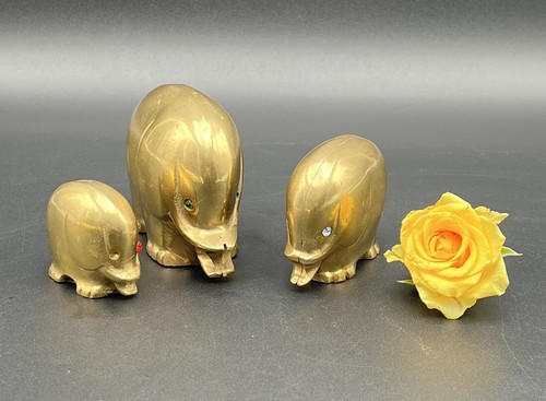 Messingfigur elefantenfamilie - messingfigur,
