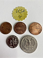 ? USA Münzset „USA 4“ – 5 Original US-Münzen (1 Cent – 25 Cent) – Jahrgänge 197