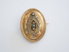 Antike Brosche Schaumgold viktorianisch Saatperlen 19 Jhd 3,4 g/3,3 x 2,6 cm