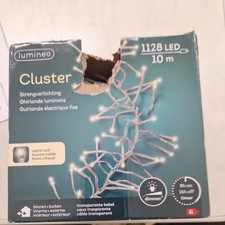 Lumineo Lichterkette Cluster 1128 LED 10,5 m warm weiß, transparentes Kabel