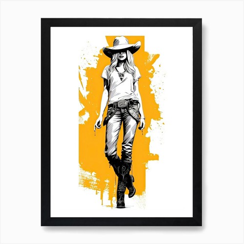 Cowgirl ink style - 3, kunstdruck