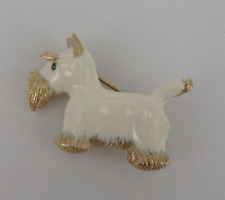 Neugablonz: Brosche Scotch Terrier Emaille + Swarovski Elements um 1960 (36694)
