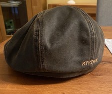 Stetson Flatcap 8 Panel Gr. L Leder Braun, Taxi-Mütze Hatteras Schiebermütze