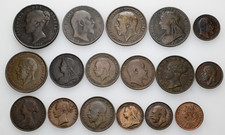 Großbritannien, Lot aus 17 Kupfermünzen 1841-1936, Penny, Farthing u.a., Fotos!