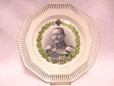 PATRIOTIK-TELLER - PORZELLAN - EK 1914 / Eisernes Kreuz - GENERAL von Hindenburg
