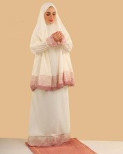 2-tlg Islamische Gebetskleidung Prayer mit Ärmel, Hijab Damen, Kopftuch