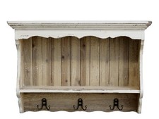 Chic Antique Wand Regal mit 3 Haken antique creme Shabby Look 69 cm breit Holz 