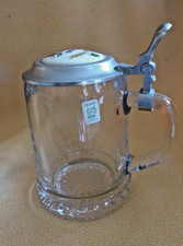 ALWE Bierkrug, Glas mit Zinndeckel Aufschrift "Papa", 0,5 Ltr. ,sehr guter Z.