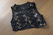 Weste Pailetten Schwarz Gold