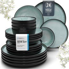 Steingut Geschirrset 6 Pers. / 24-tlg - Geschirr Set - Schüssel- und Teller Set